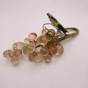 Vintage Peach Champagne Lucite Faux Grapes Mid Century MCM Leaves Stem Arcylic